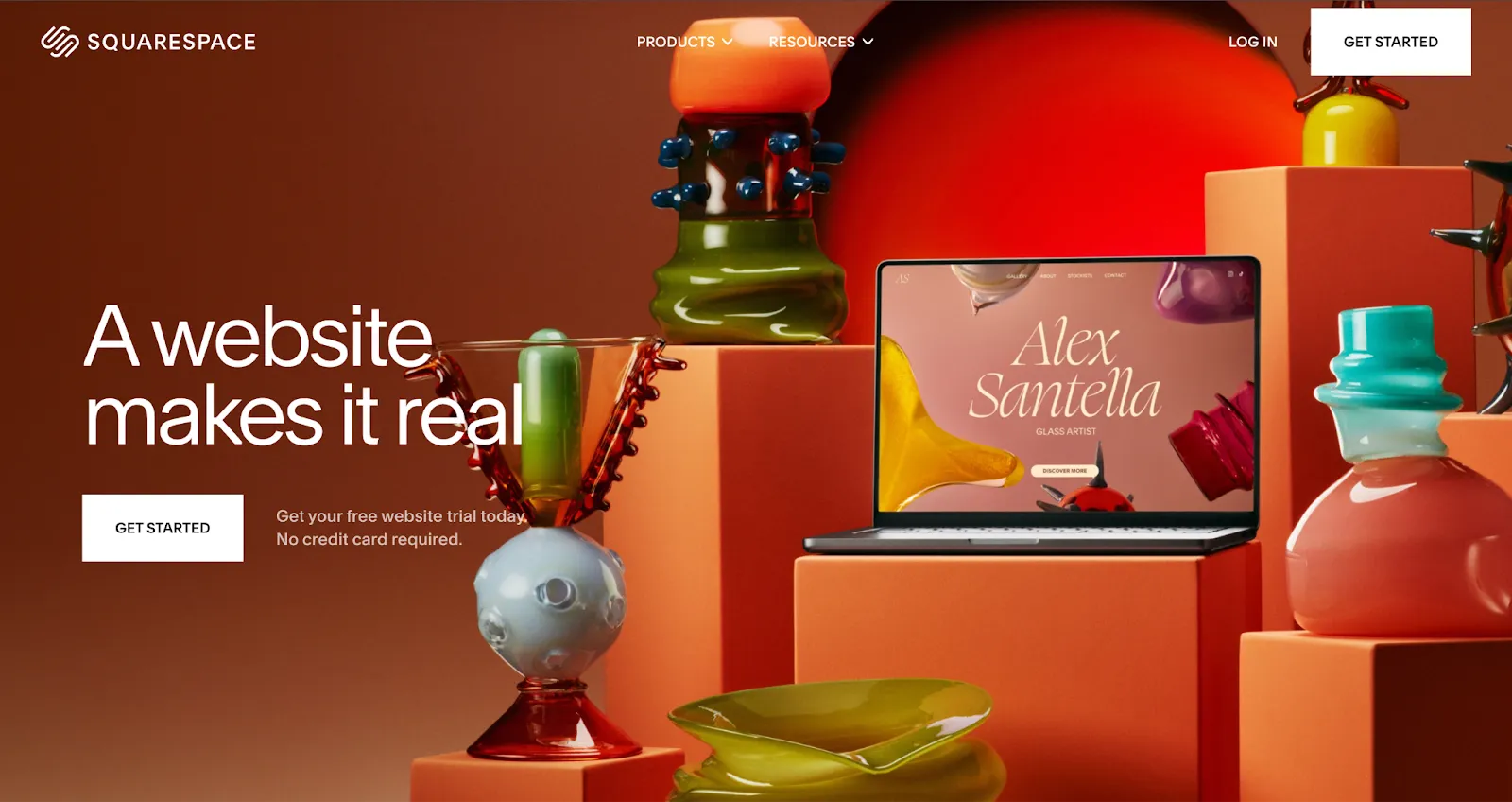 Screenshot of the Squarespace homepage