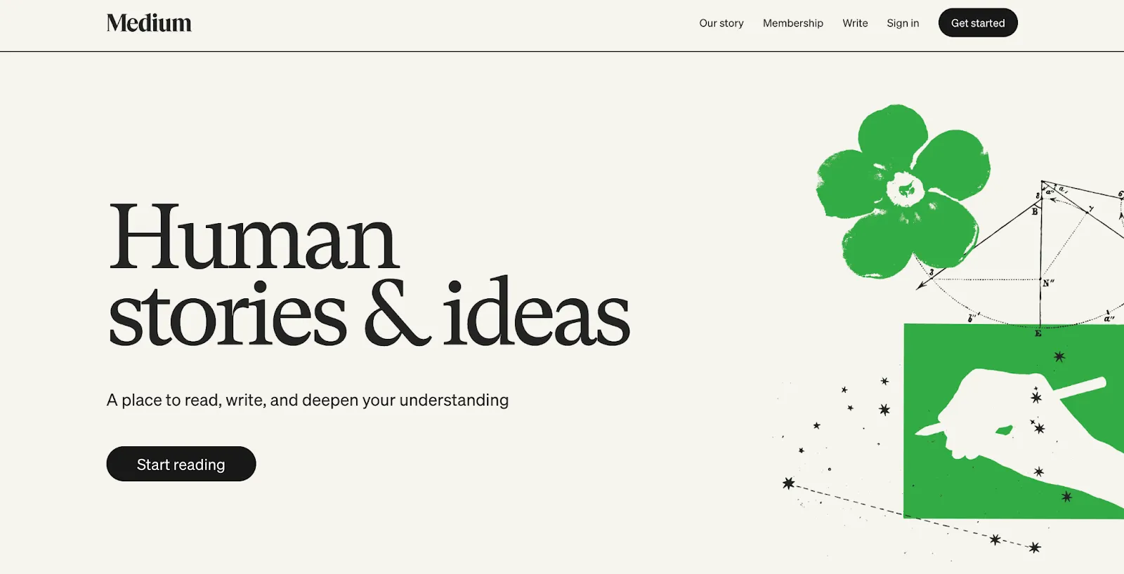 Screenshot of the Medium homepage