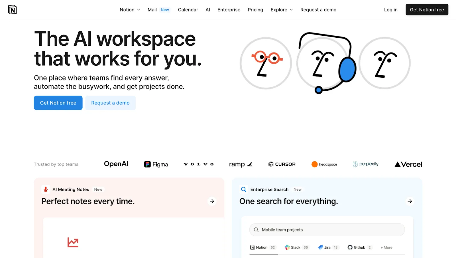 Screenshot of an AI workspace tool homepage