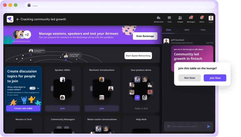 Screenshot of Airmeet app for freelancers