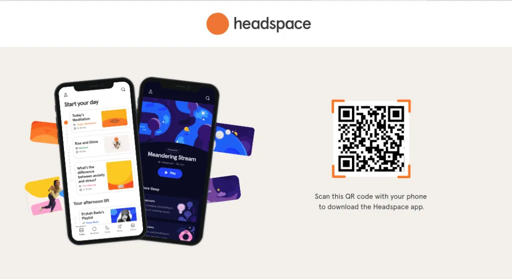 Screenshot of Headspace app for freelancers