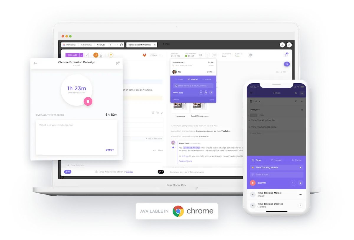 Screenshot of the ClickUp time tracking tool