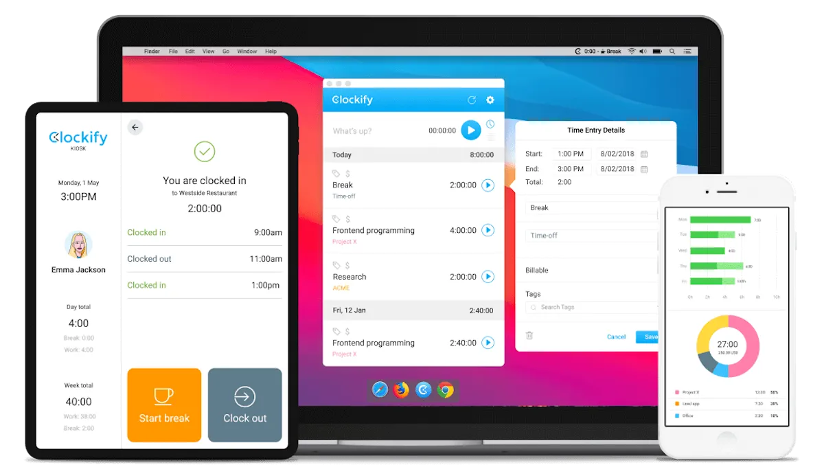 Screenshot of the Clockify time tracking tool