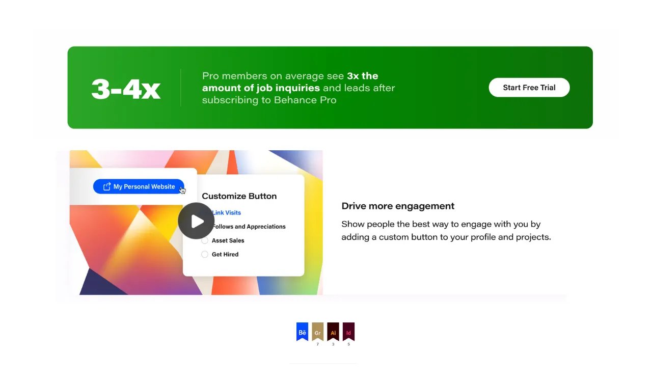 Screenshot of a Behance Pro engagement feature