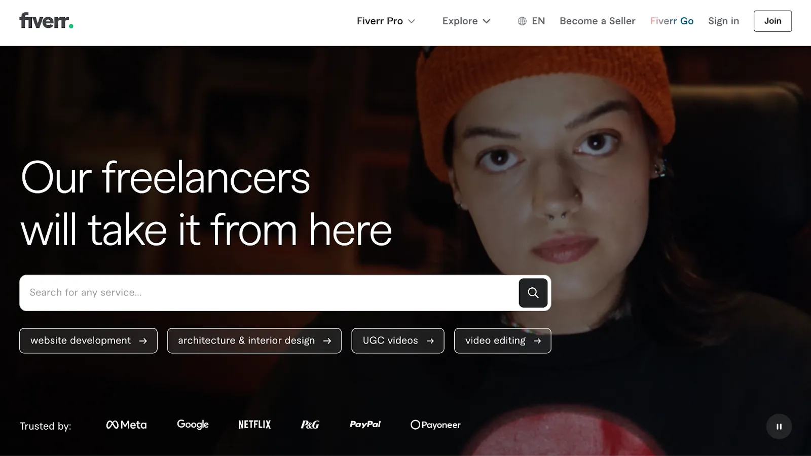 Screenshot of the Fiverr homepage