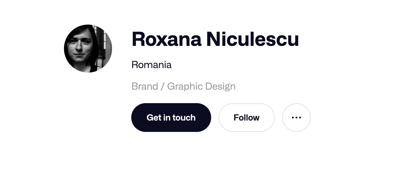 Screenshot of a designer's Dribbble profile header