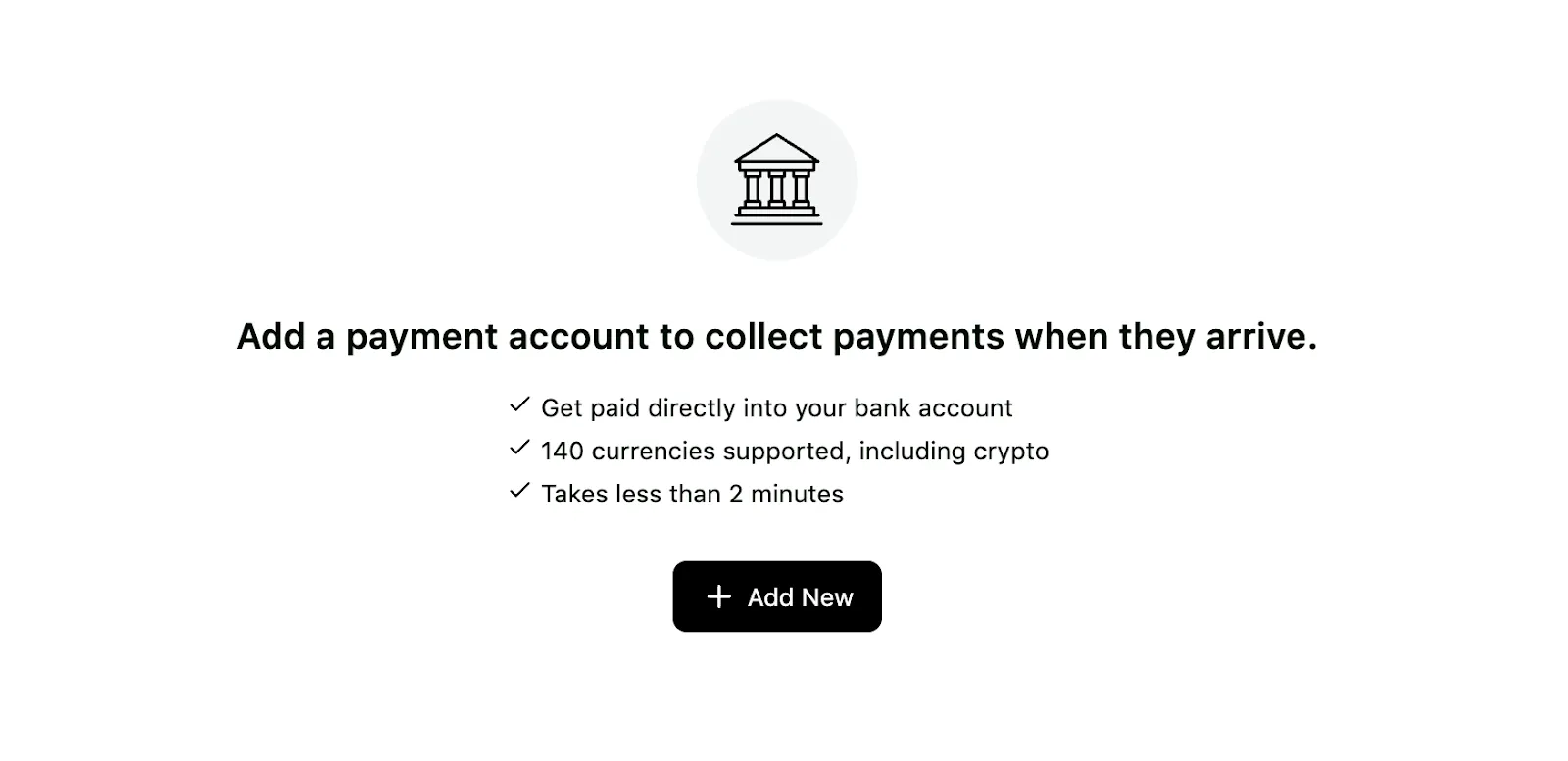 Screenshot of Ruul's add payment account screen