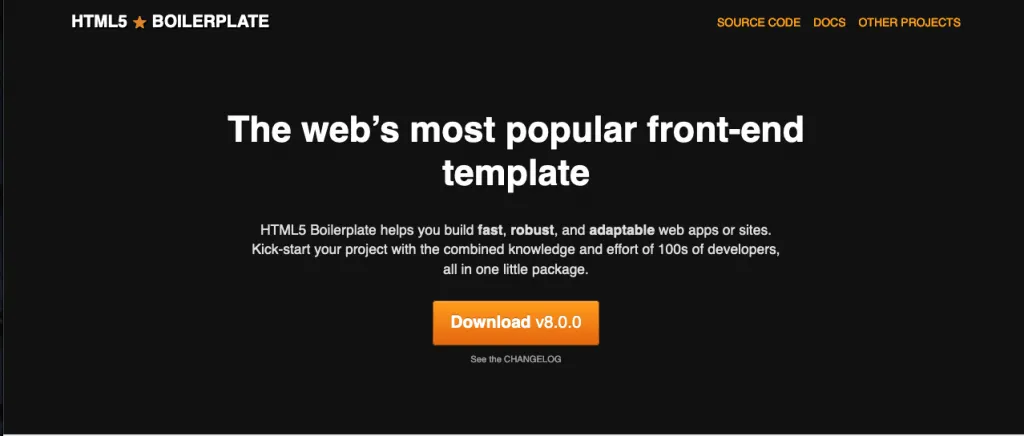Screenshot of the HTML5 Boilerplate homepage