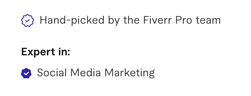 Screenshot of a Fiverr Pro expert badge