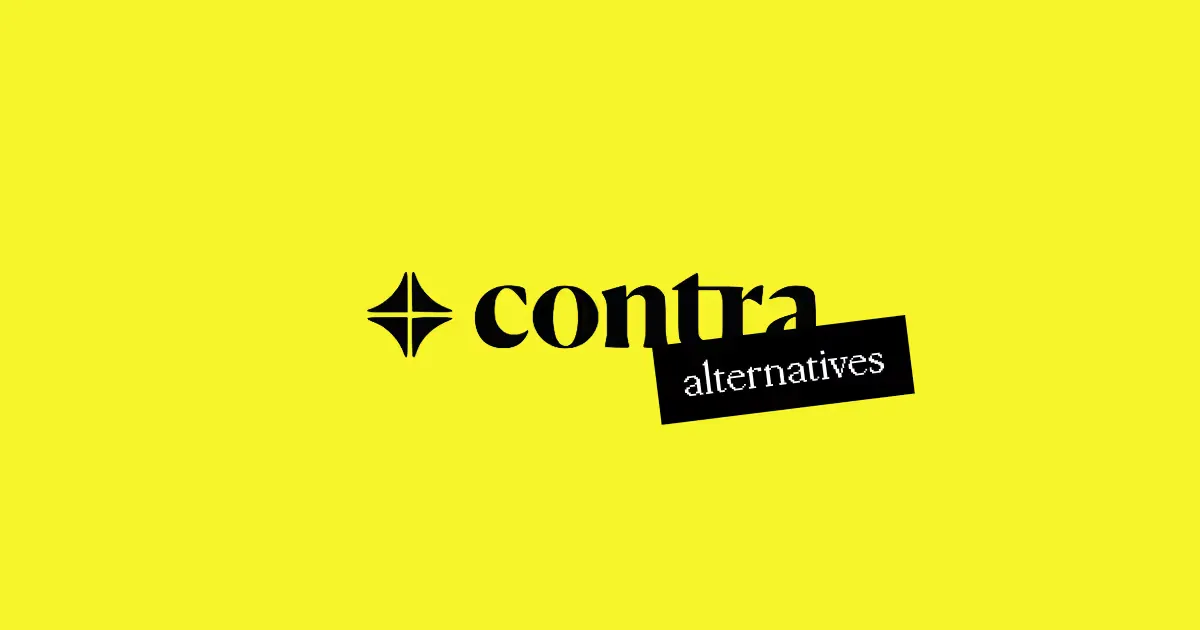 Contra alternatives text and logo on a yellow background