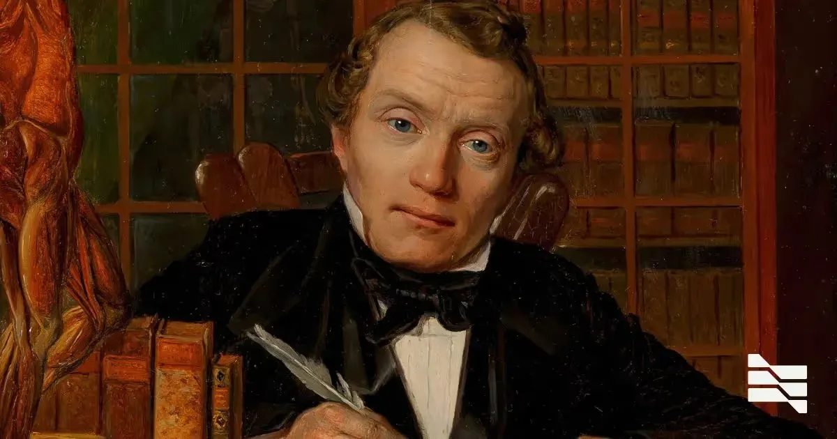 Historical painting of a gentleman with a pen, embodying the diligent calculation of freelance taxes in a traditional study.