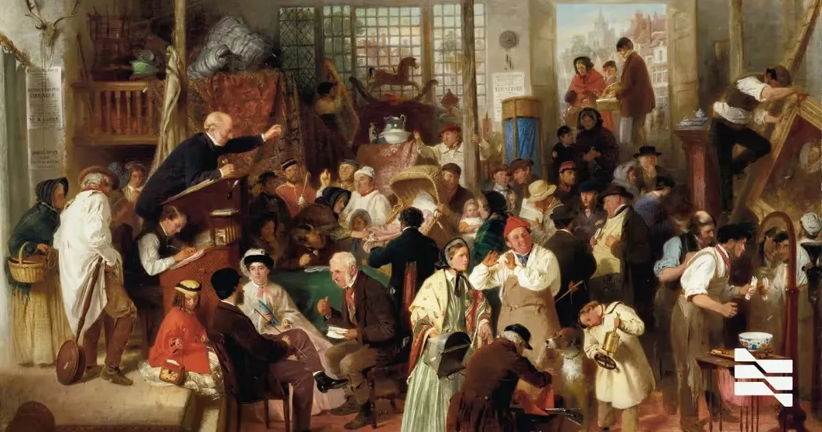 Bustling scene in a historical coffeehouse, showcasing the essence of community among diverse individuals.