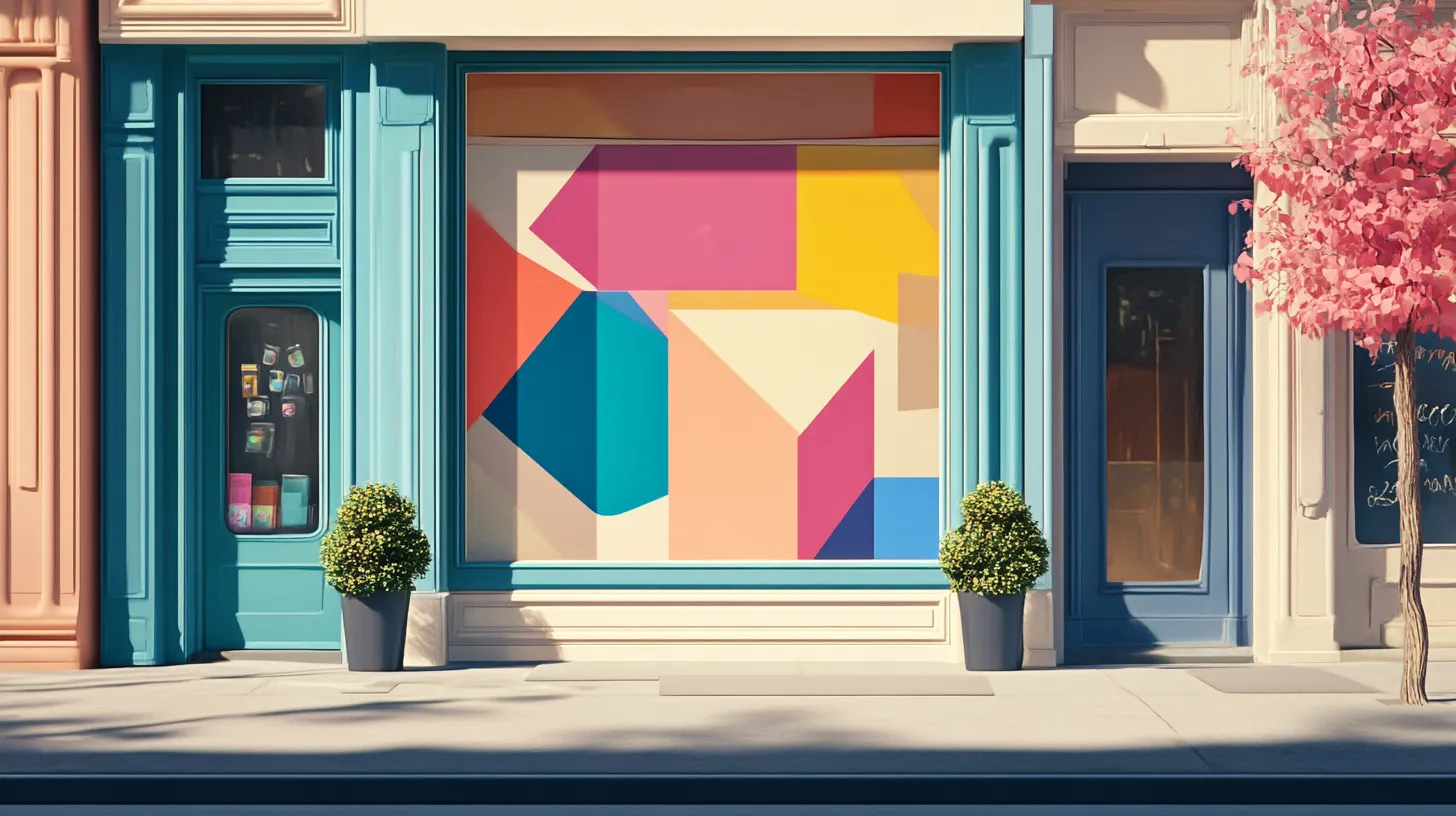 An illustration of a colourful storefront