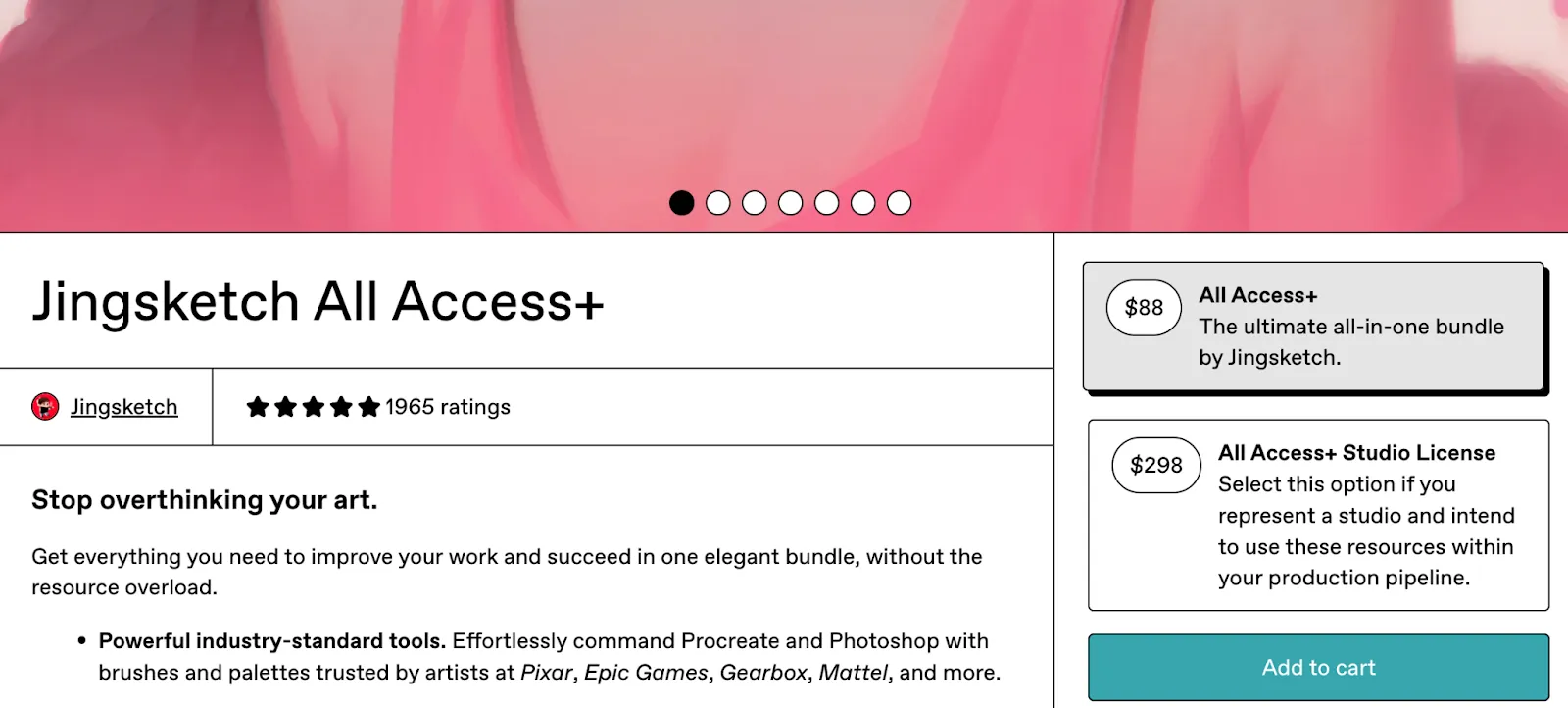 Screenshot of a Gumroad art bundle product page