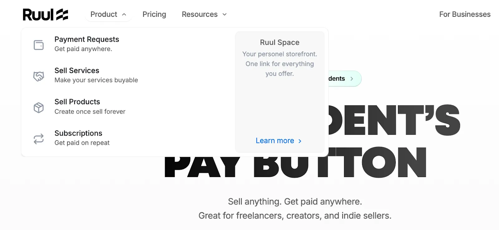 Screenshot of Ruul's pay button feature