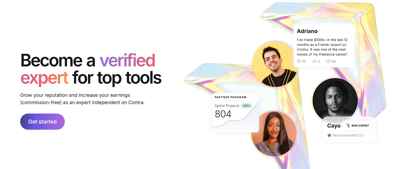 Screenshot of Contra's verified expert feature