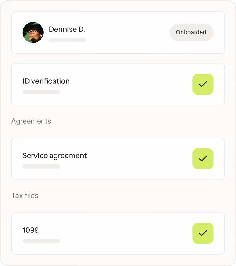 Contractor list and management actions in the Ruul dashboard