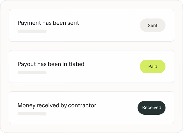 Payment and workflow status steps in Ruul