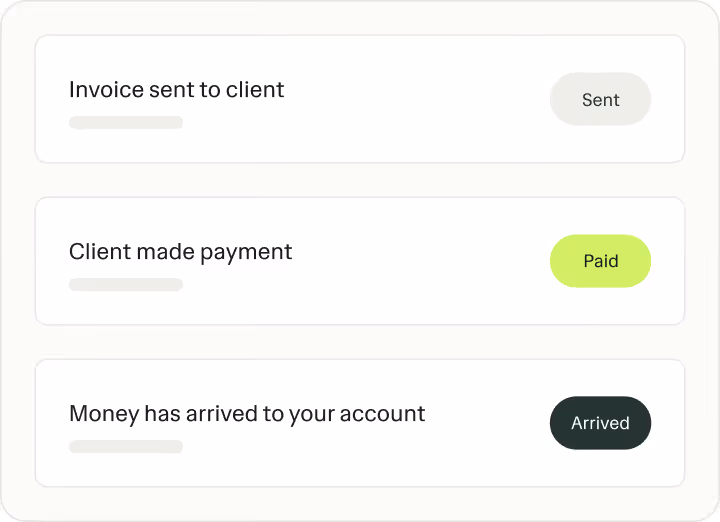 Invoice status tracking interface